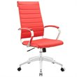 Hawthorne Collections Modern Vinyl/Aluminum High Back Office Chair in Red
