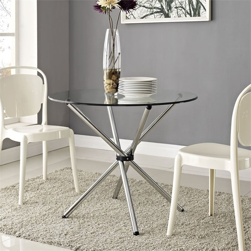 Hawthorne Collection Round Glass Top Dining Table