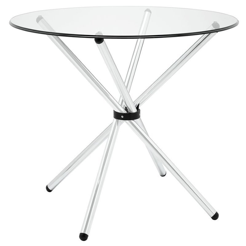 Hawthorne Collection Round Glass Top Dining Table Cymax Business 7840