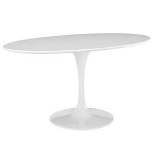 Hawthorne Collection Transitional Wood 60&quot Oval Dining Table in White Finish