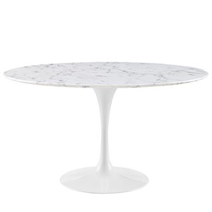 Hawthorne Collection 54&quot Round Faux Marble Top Dining Table in White