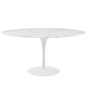 Hawthorne Collection 60&quot Round Faux Marble Top Dining Table in White