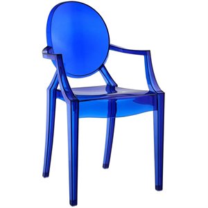 Hawthorne Collections 18.5&quot Modern Plastic Dining Arm Chair in Blue