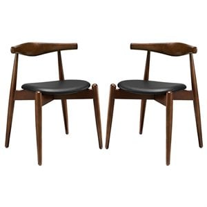 Hawthorne Collection Dining Side Chair in Dark Walnut and Black (Set of 2)