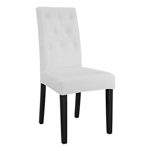 Hawthorne Collections 19.5&quot Modern Faux Leather/Wood Dining Side Chair in White
