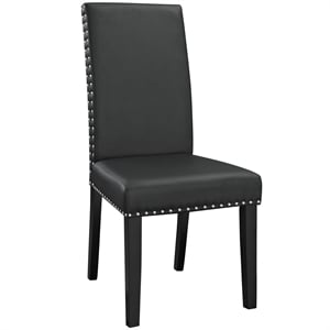 Hawthorne Collections 19.5&quot Modern Wood/Faux Leather Dining Side Chair in Black