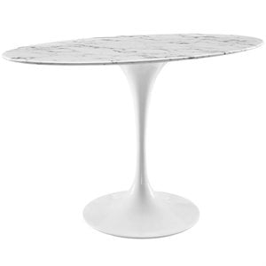 Hawthorne Collection 48&quot Oval Faux Marble Top Dining Table in White
