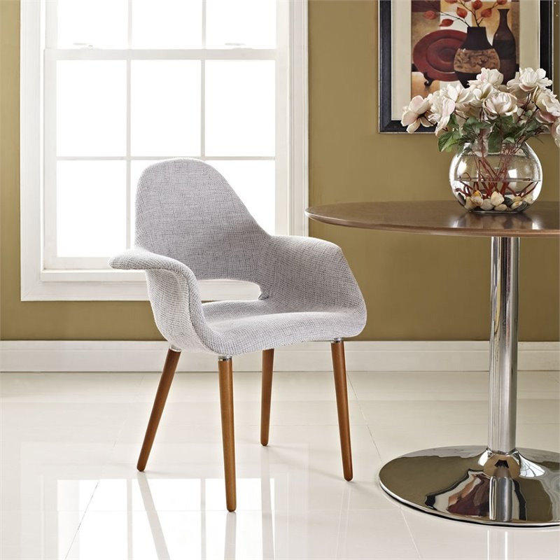 Hawthorne Collection Linen Dining Arm Chair in Light Gray