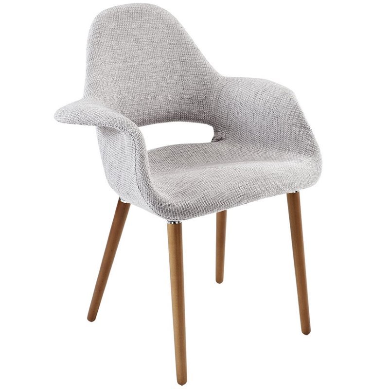 Hawthorne Collection Linen Dining Arm Chair in Light Gray