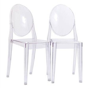 Hawthorne Collections 18.5&quot Modern Plastic Dining Chair in Clear (Set of 2)