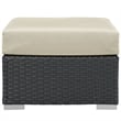 Hawthorne Collection Patio Square Ottoman in Canvas Antique Beige