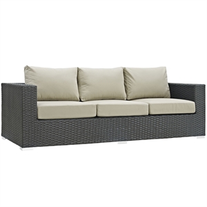 Hawthorne Collection Patio Sofa in Canvas Antique Beige and Gray