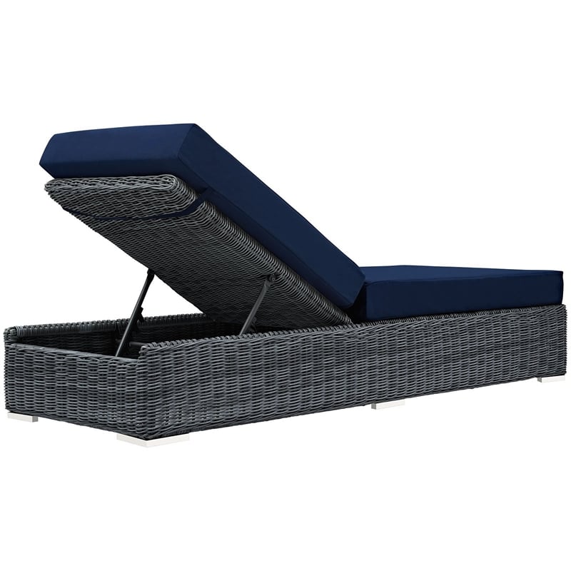 Hawthorne Collection Patio Chaise Lounge in Canvas Navy