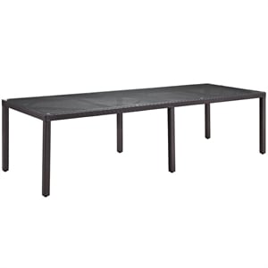 Hawthorne Collection 114&quot Glass Top Patio Dining Table in Espresso