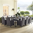 Hawthorne Collection Glass Top Patio Dining Table in Espresso