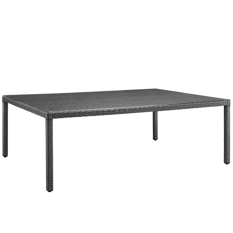 Hawthorne Collection Glass Top Patio Dining Table in Chocolate