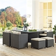 Hawthorne Collection 9 Piece Glass Top Patio Dining Set in Beige