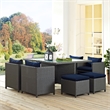 Hawthorne Collection 9 Piece Glass Top Patio Dining Set in Canvas Navy