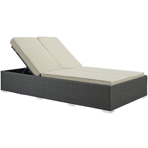 Hawthorne Collection Patio Double Chaise Lounge in Chocolate and Navy