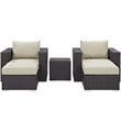 Hawthorne Collection 5 Piece Patio Sofa Set in Espresso and Beige