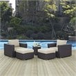 Hawthorne Collection 5 Piece Patio Sofa Set in Espresso and Beige