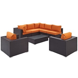 Hawthorne Collection 8 Piece Patio Sofa Set in Espresso and Orange