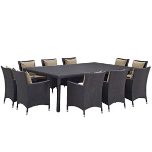 Hawthorne Collection 11 Piece Patio Dining Set in Espresso and Mocha