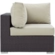 Hawthorne Collection Patio Corner Chair in Espresso and Beige