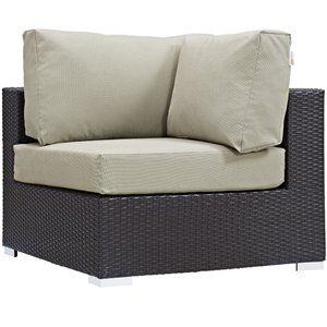 Hawthorne Collection Patio Corner Chair in Espresso and Beige