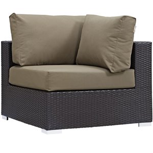 Hawthorne Collection Patio Corner Chair in Espresso and Mocha