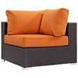 Hawthorne Collection Patio Corner Chair in Espresso and Orange