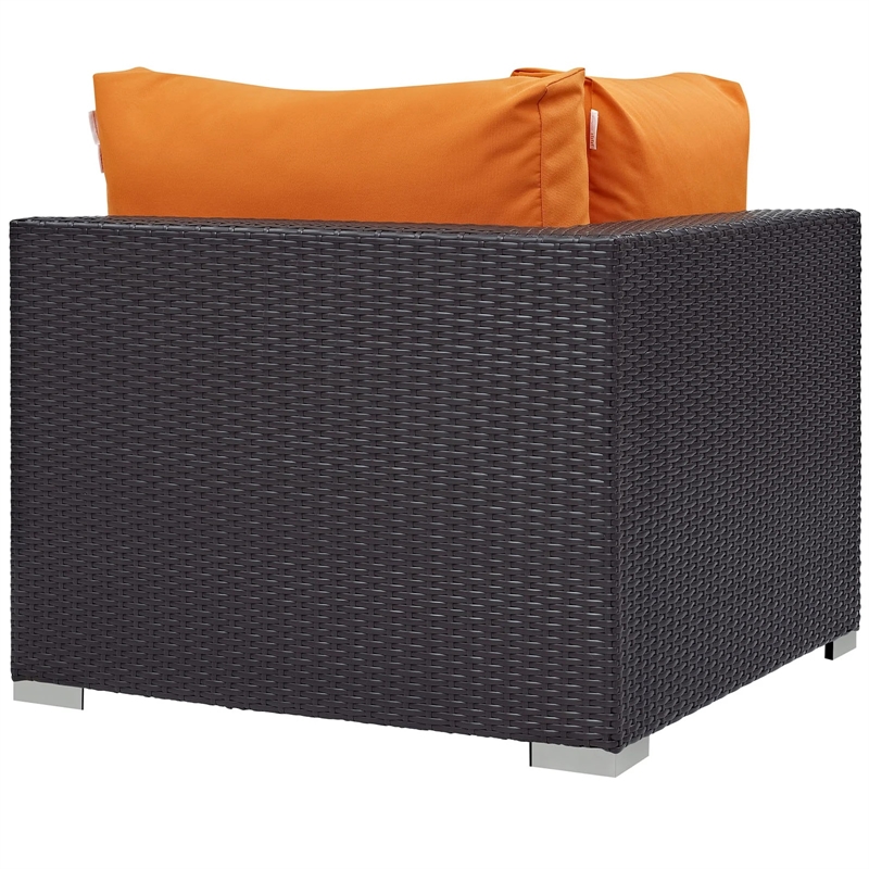 Hawthorne Collection Patio Corner Chair in Espresso and Orange