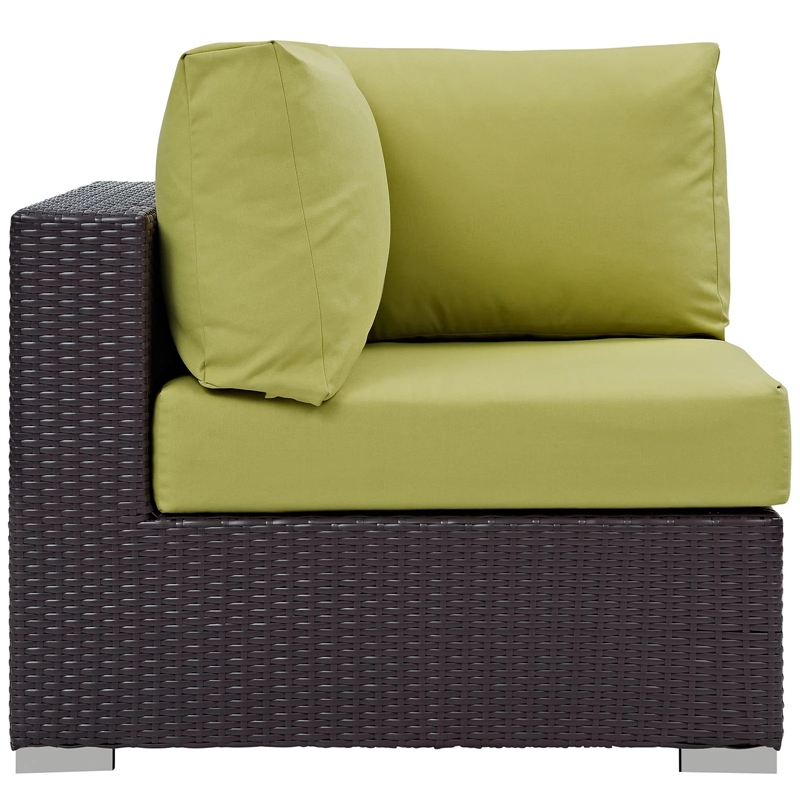 Hawthorne Collection Patio Corner Chair in Espresso and Peridot