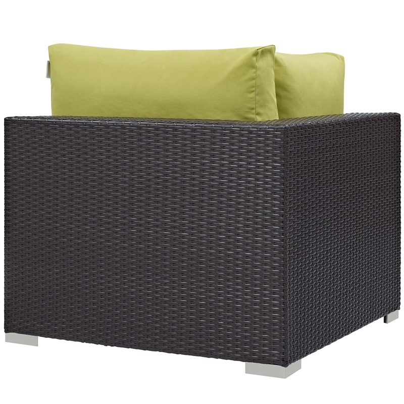 Hawthorne Collection Patio Corner Chair in Espresso and Peridot
