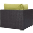 Hawthorne Collection Patio Corner Chair in Espresso and Peridot