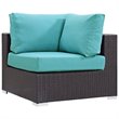 Hawthorne Collection Patio Corner Chair in Espresso and Turquoise