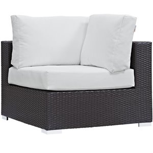 Hawthorne Collection Patio Corner Chair in Espresso and White