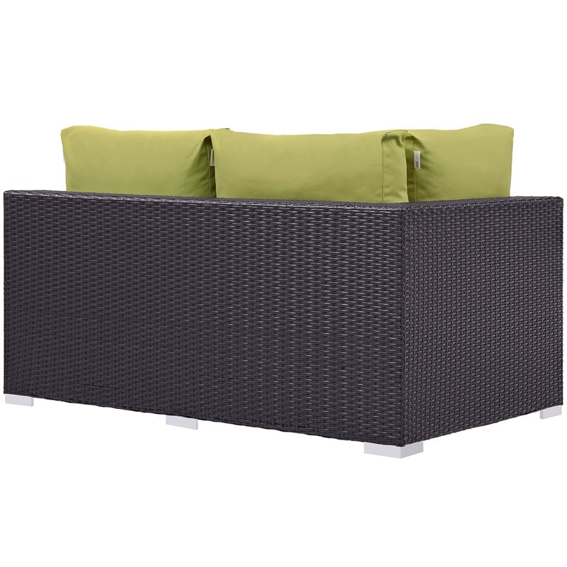 Hawthorne Collection Patio Left Arm Loveseat in Espresso and Peridot