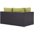 Hawthorne Collection Patio Left Arm Loveseat in Espresso and Peridot