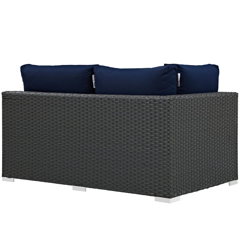 Hawthorne Collection Patio Left Arm Loveseat in Canvas Navy