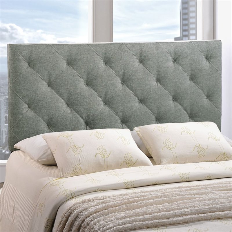 Hawthorne Collection Queen Tufted Panel Headboard in Gray