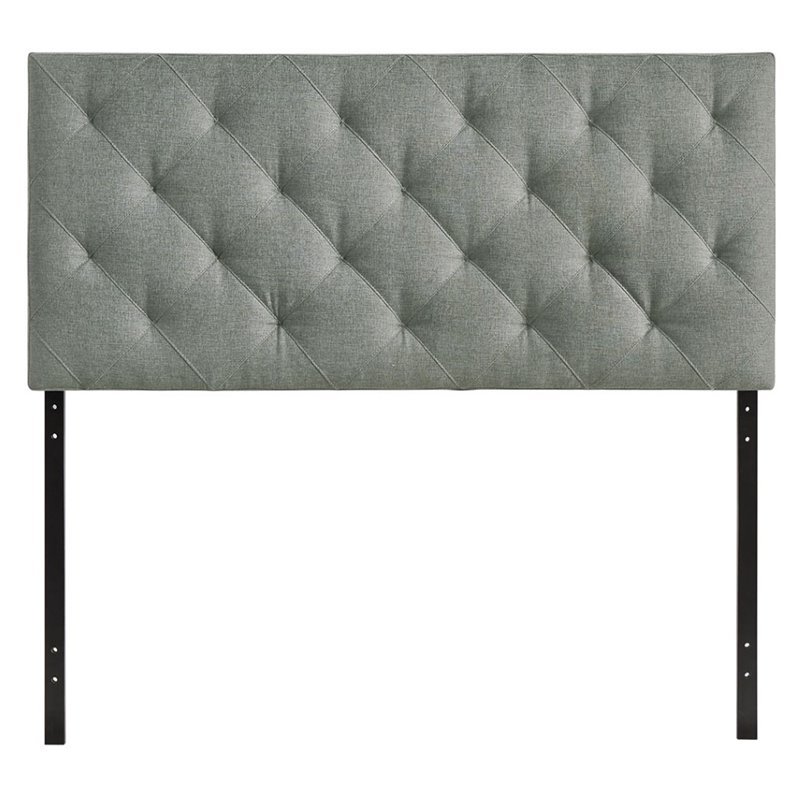 Hawthorne Collection Queen Tufted Panel Headboard in Gray
