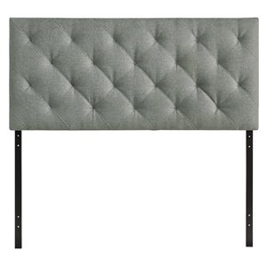 Hawthorne Collection Queen Tufted Panel Headboard in Gray