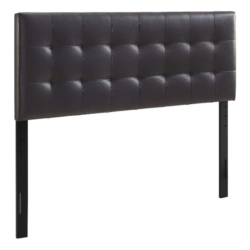 Hawthorne Collections Modern Faux Leather Queen Tufted Panel Headboard in Brown