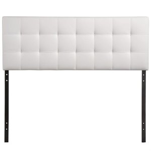 Hawthorne Collection Queen Vinyl Tufted Panel Headboard in White
