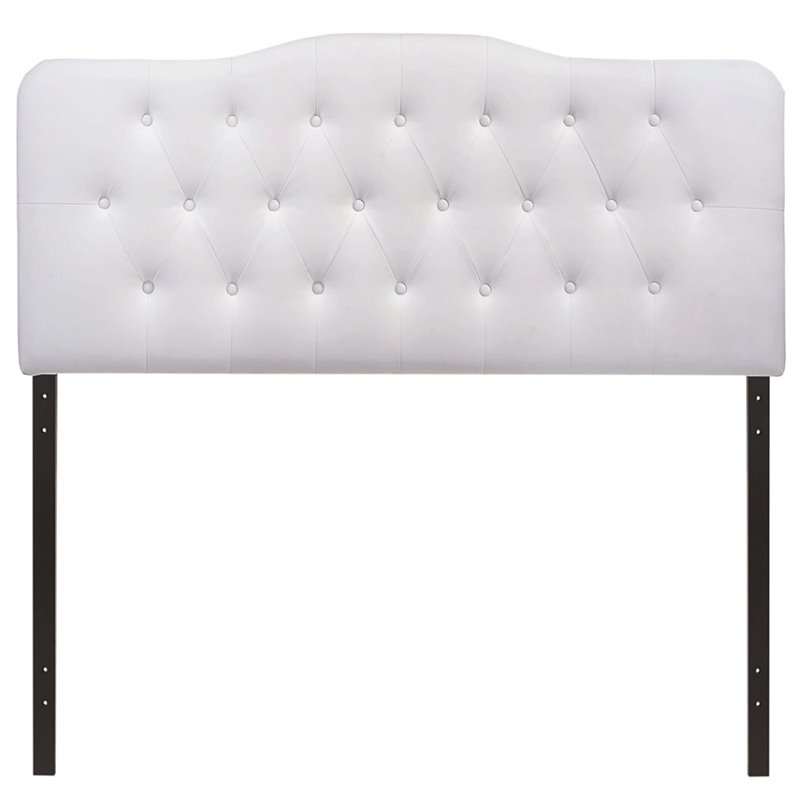 Hawthorne Collections Modern Vinyl Queen Tufted Panel Headboard in White