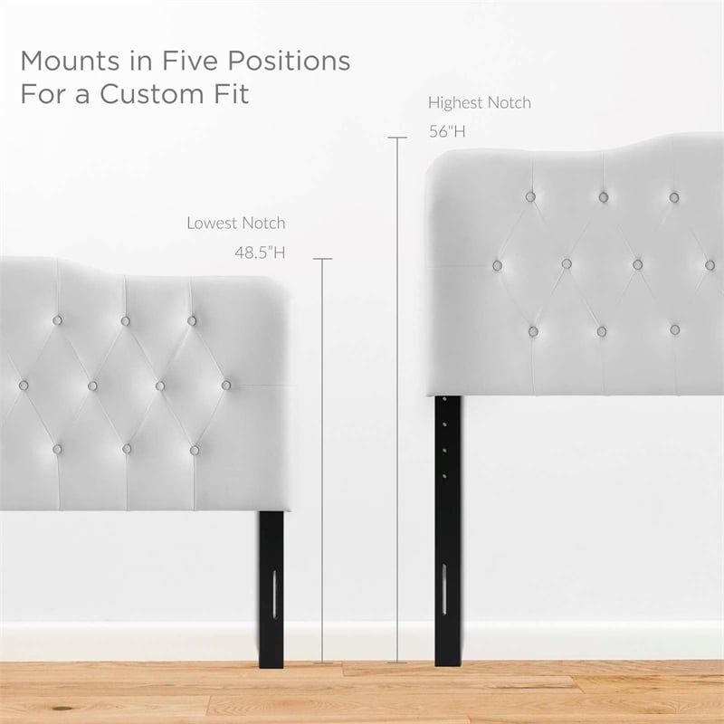 Hawthorne Collections Modern Vinyl Queen Tufted Panel Headboard in White