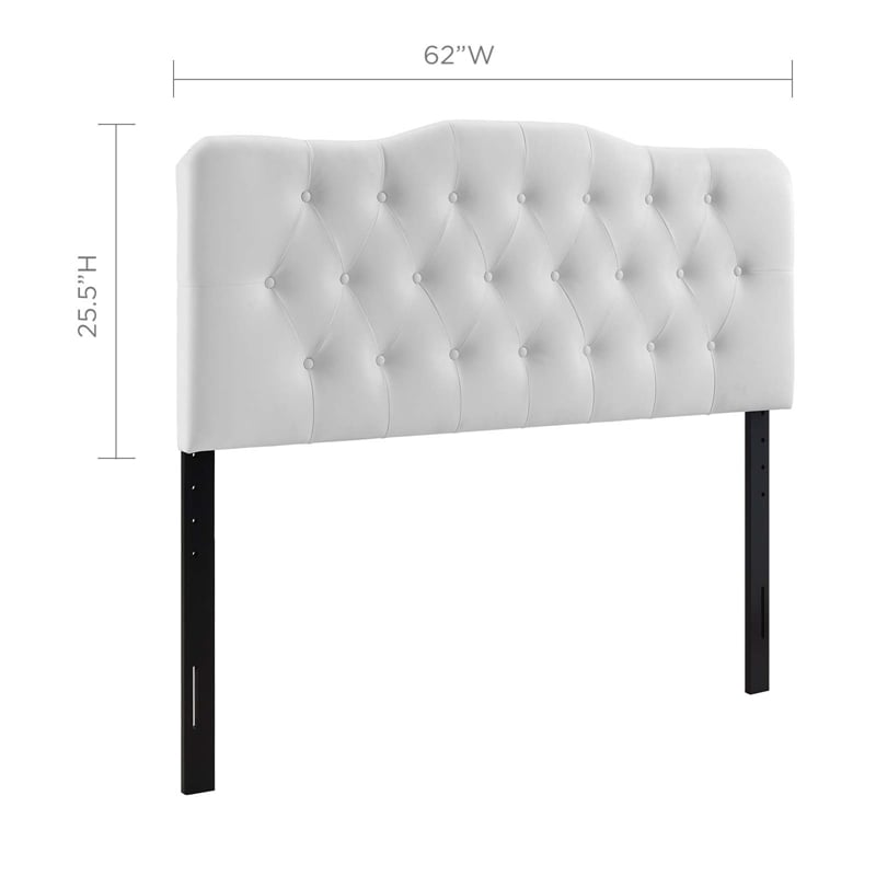 Hawthorne Collections Modern Vinyl Queen Tufted Panel Headboard in White