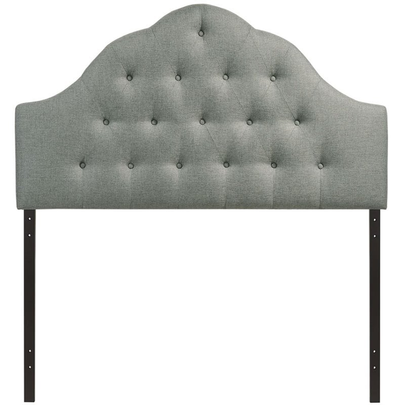 Hawthorne Collections Modern Fabric Queen Tufted Panel Headboard in Gray