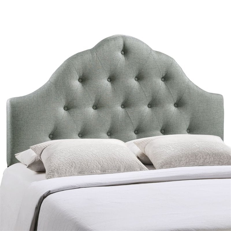 Hawthorne Collections Modern Fabric Queen Tufted Panel Headboard in Gray